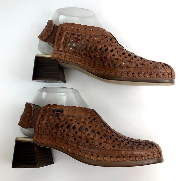 Pikolinos Romana 36 Comfort Shoes Leather Slingback Brandy Chunky Heel - Picture 4 of 7